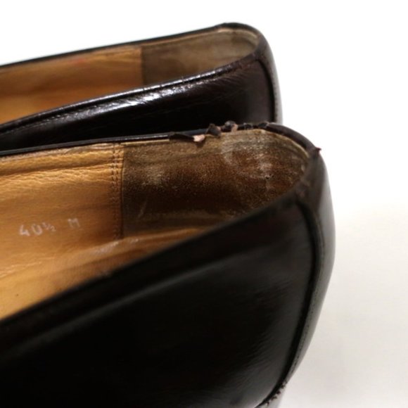 Gucci Vintage GG Web Loafers Dark Brown Leather